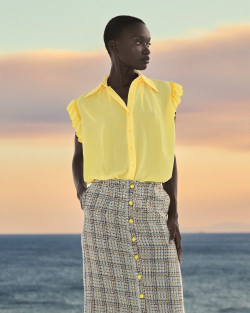 Ruffled Shirt ST-6077 Yellow - Image 1