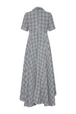 Assymetric Tweed Shirt Dress ST-6079 Yellow - Image 3