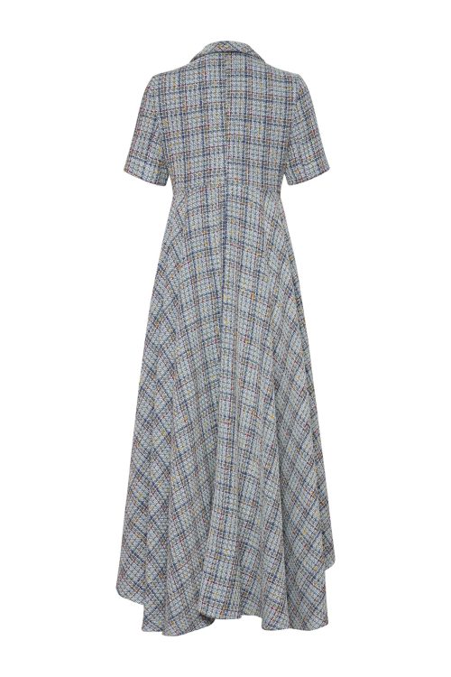 Assymetric Tweed Shirt Dress ST-6079 Yellow - Image 3