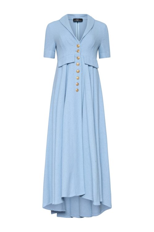 Asymmetric Tweed Shirt Dress ST-6079 Ciel - Image 2