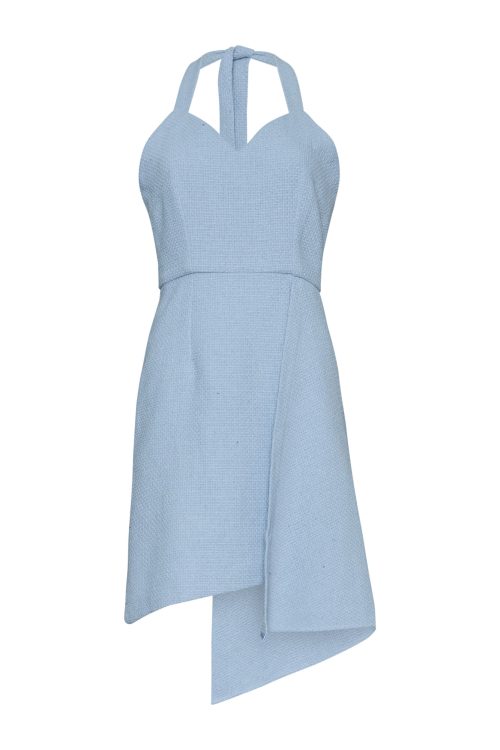 Asymmetric Tweed Mini Dress ST-6080 Ciel - Image 2
