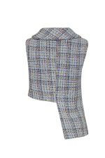 Asymmetric Cropped Tweed Vest ST-6082 Yellow - Image 3