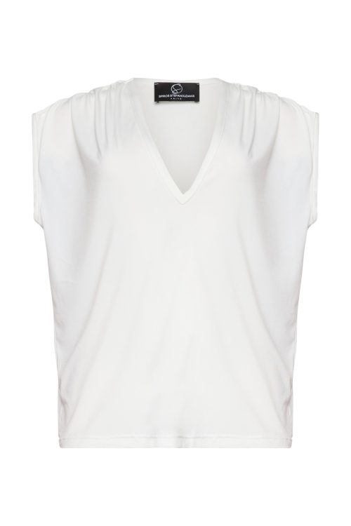 V-neck Blouse ST-6084 White - Image 2
