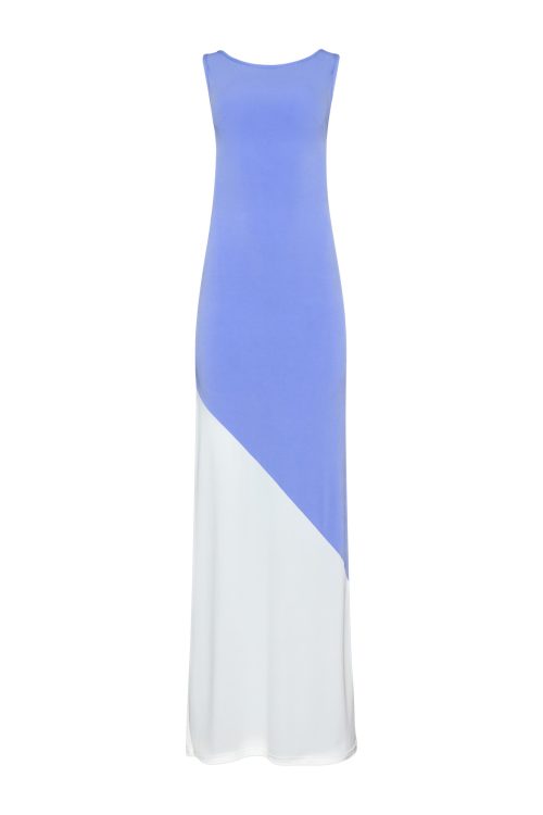 Maxi Fitted Dress ST-6086 White - Lavender - Image 2