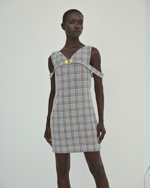 Tweed Mini Dress ST-6069 Yellow - Image 1
