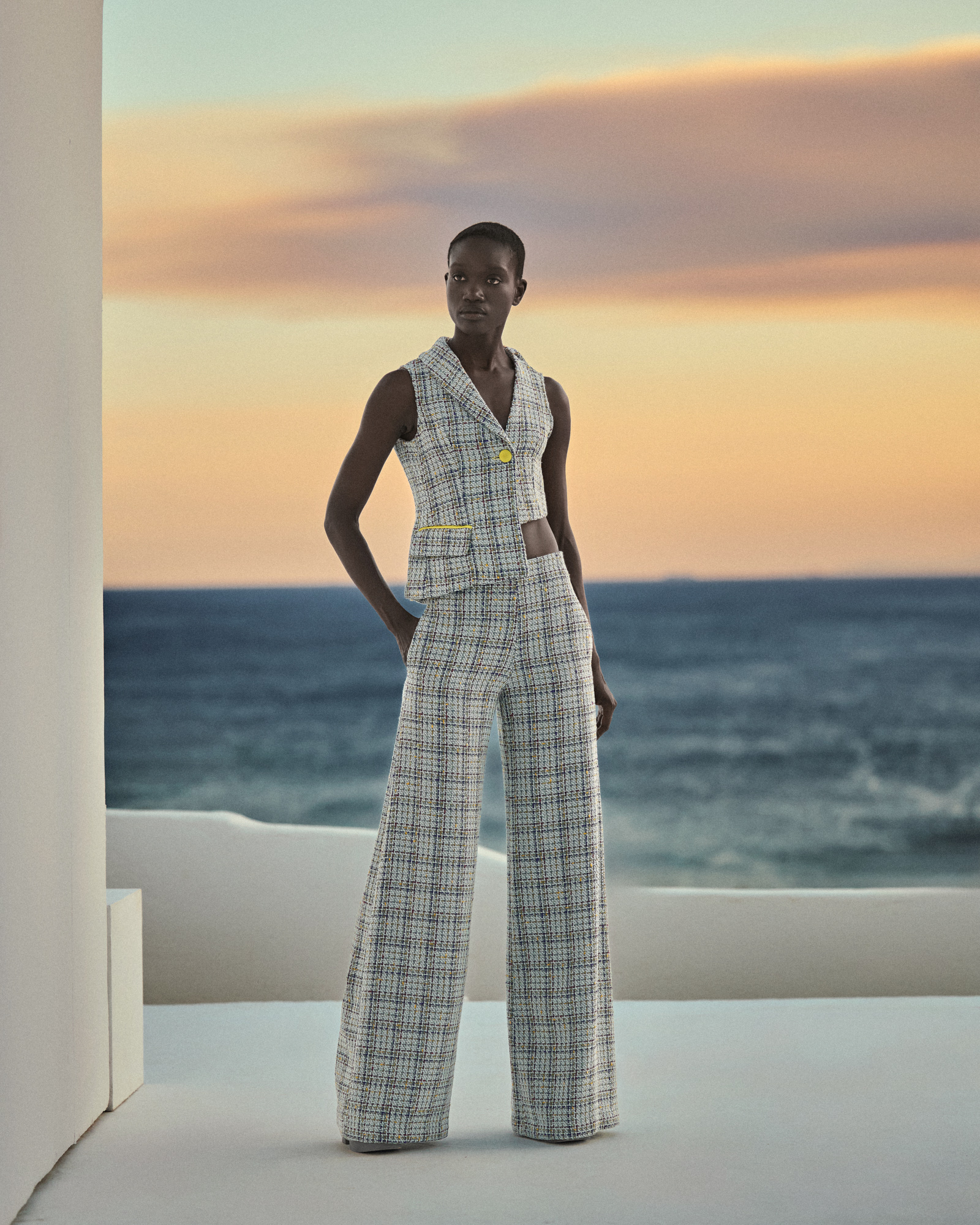 PANTS-6081 Tweed Bottom ST-6081 Yellow - Image 1