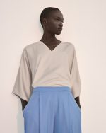 V-neck blouse ST-6047 Nude