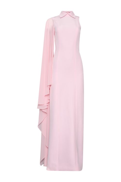 Collared Cape Gown Dress ST-5002 Pink - Image 1