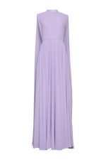 High-Neck Pleated Gown Dress ST-5003 Lavender