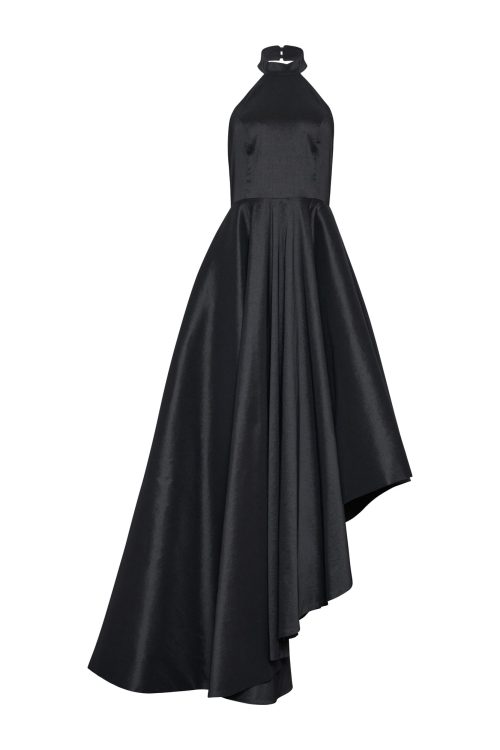 Asymmetric Halter-Neck Gown Dress ST-5005 Black - Image 1