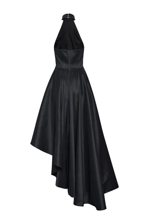 Asymmetric Halter-Neck Gown Dress ST-5005 Black - Image 2