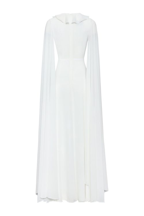 Draped Pleated Gown Dress ST-5009 White - Image 2