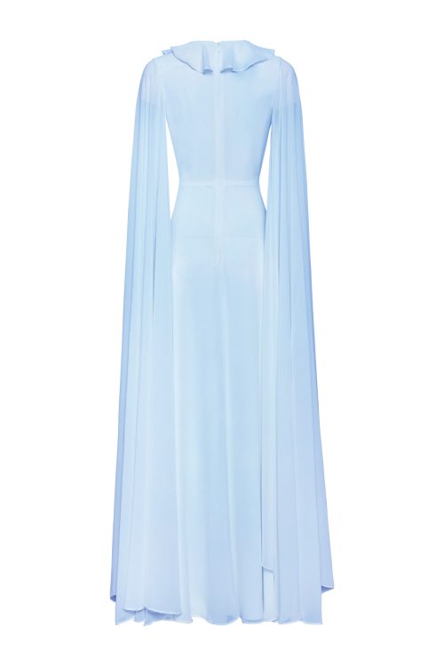 Draped Pleated Gown Dress ST-5009 Light Blue - Image 2