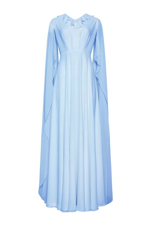Draped Pleated Gown Dress ST-5009 Light Blue - Image 1