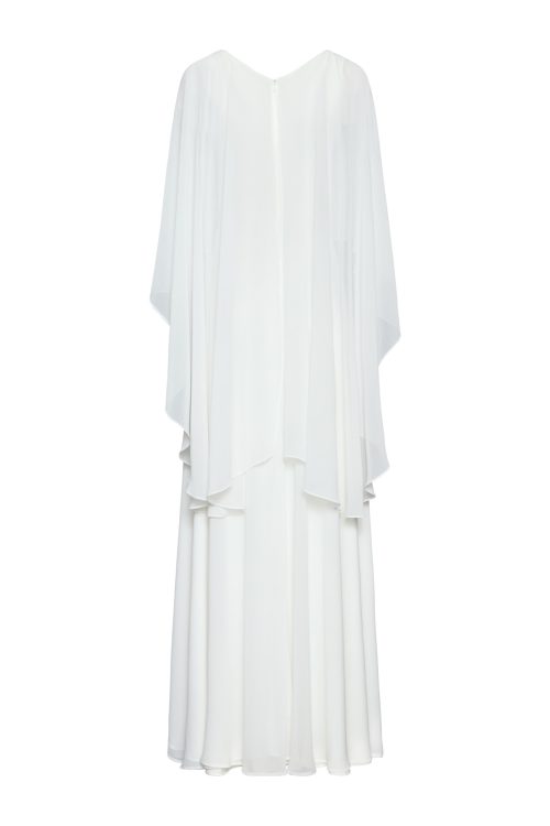 Ruffled Cape Gown Dress ST-5010 White - Image 2