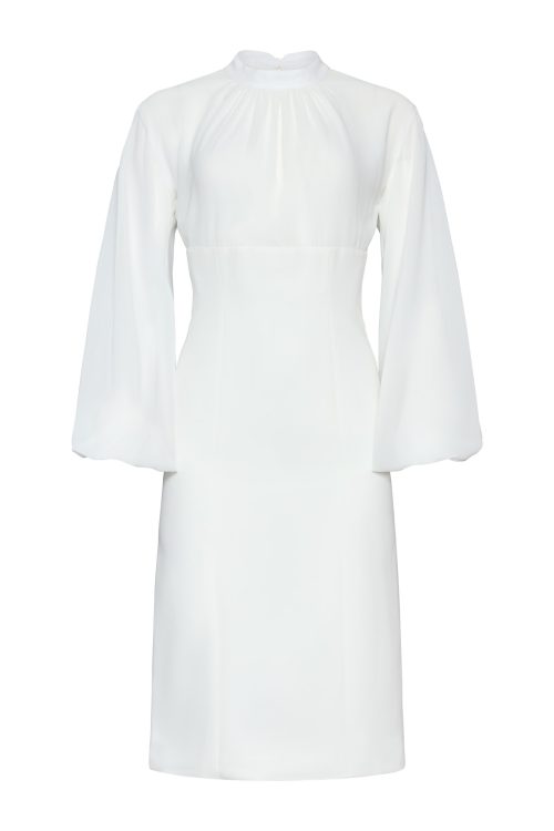 High-Neck Shift Dress ST-5013 White - Image 1