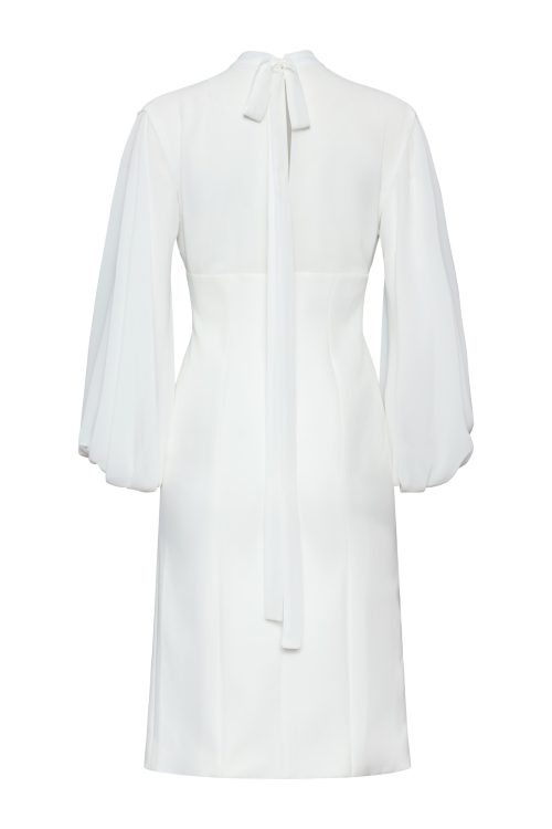 High-Neck Shift Dress ST-5013 White - Image 2