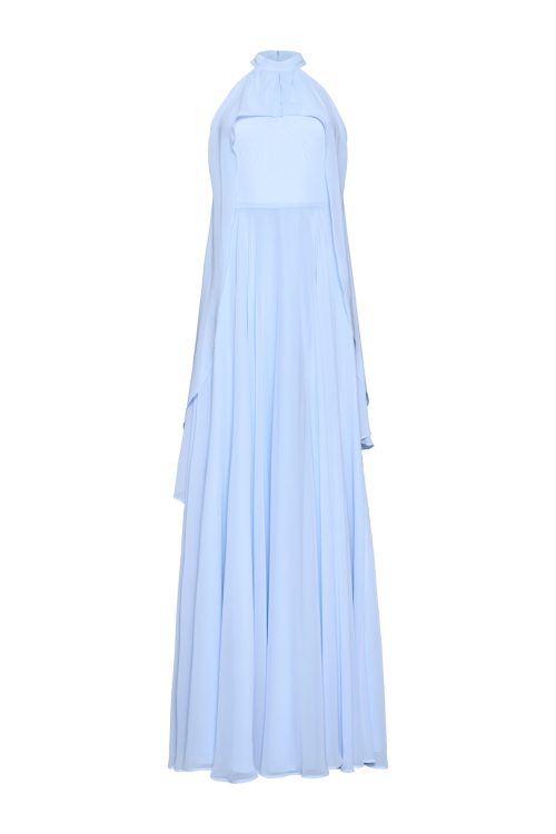Cape Gown Dress ST-5015 Light Blue - Image 1