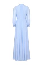 Blue Pleated Maxi Dress ST-5018 Blue - Image 2