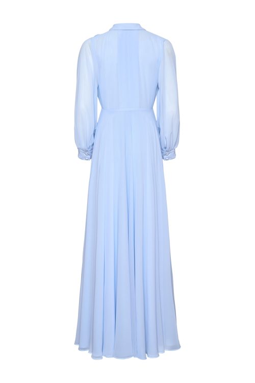 Blue Pleated Maxi Dress ST-5018 Blue - Image 2