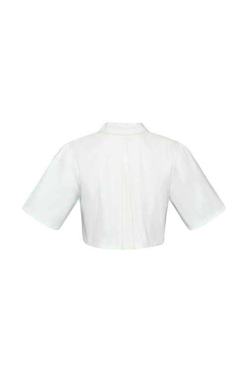 Cropped Flare-Sleeve Shirt ST-5020 White - Image 2