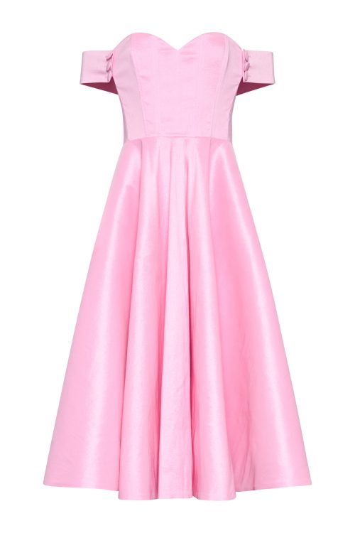 Off-Shoulder Midi Dress ST-5021 Pink - Image 1