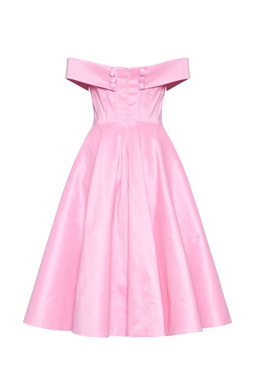 Off-Shoulder Midi Dress ST-5021 Pink - Image 2