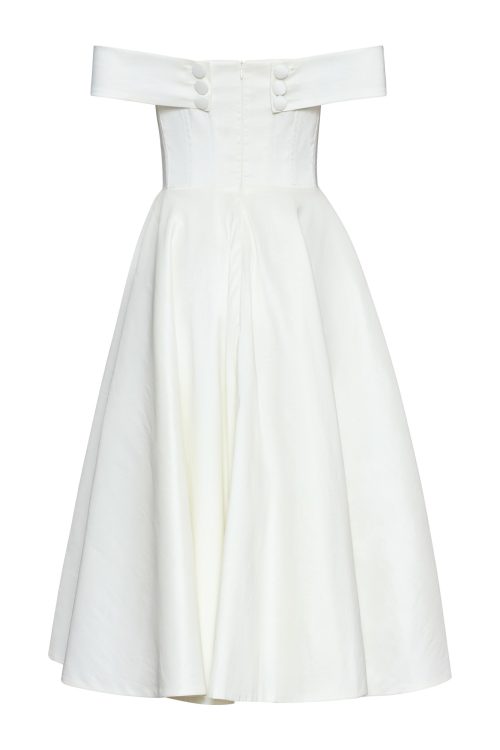 Off-Shoulder Midi Dress ST-5021 White - Image 2