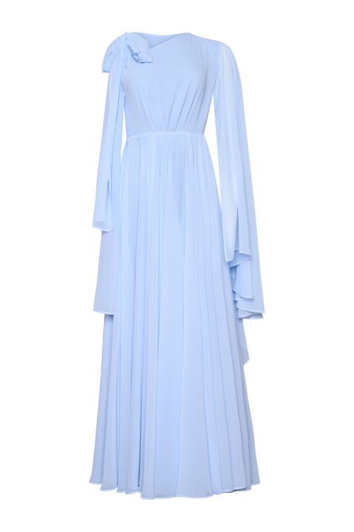 Pleated Maxi Dress ST-5026 Light Blue - Image 1