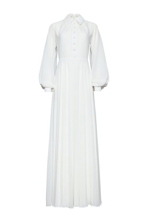 Elegant Long Shirt Dress ST-5028 White - Image 1