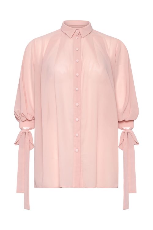 Shirt with Bow Cuff Details ST-5037 Dusty Pink - Image 1