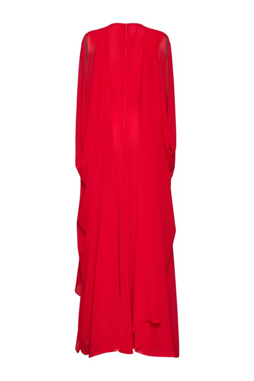 Draped Cape Maxi Dress ST-5041 Red - Image 2