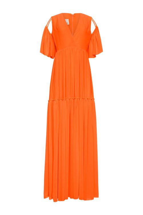Cold-Shoulder Gown Dress ST-5054 Fluo Orange - Image 1