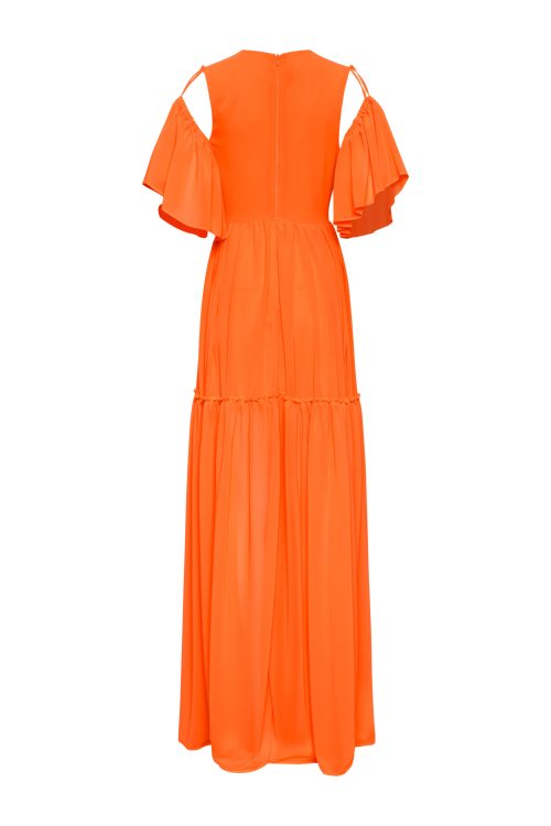 Cold-Shoulder Gown Dress ST-5054 Fluo Orange - Image 2