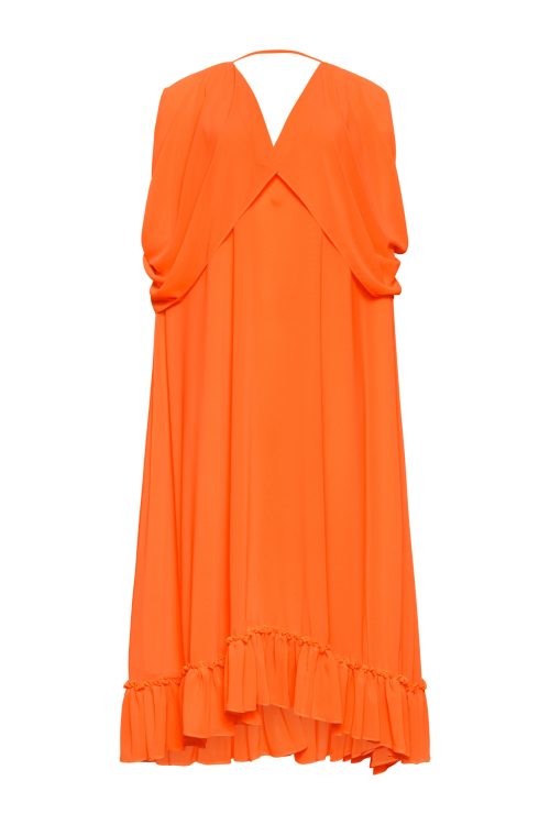 Draped Dress with Ruffle Hem ST-5057 Fluo orange - Image 1