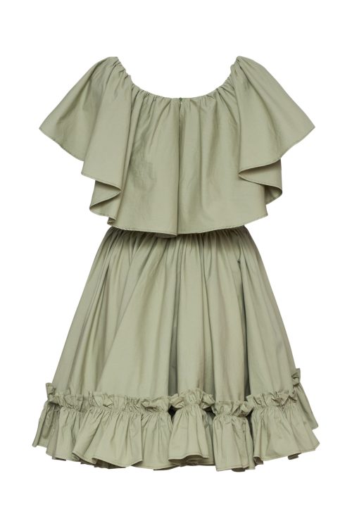 Mini Volan Dress ST-6002 Olive - Image 3