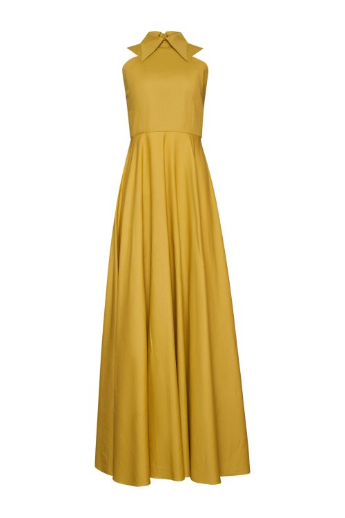 Maxi Collared Dress ST-6060 Ochra - Image 1