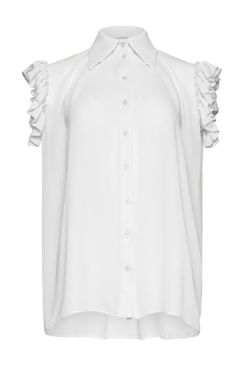 Ruffled Shirt ST-6077 White - Image 1