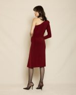 One - Shoulder Midi Dress ST-0188 Bordo - Image 2