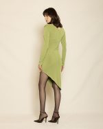 Asymmetrical Ruched Dress ST-0192 Lime - Image 2