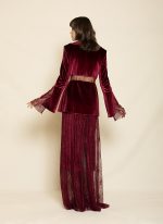 Velvet Tailored Blazer ST-0106 Burgundy - Image 2