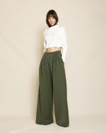 High - Waist Wide - Leg Trousers ST-0142 Green