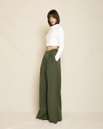 High - Waist Wide - Leg Trousers ST-0142 Green - Image 2