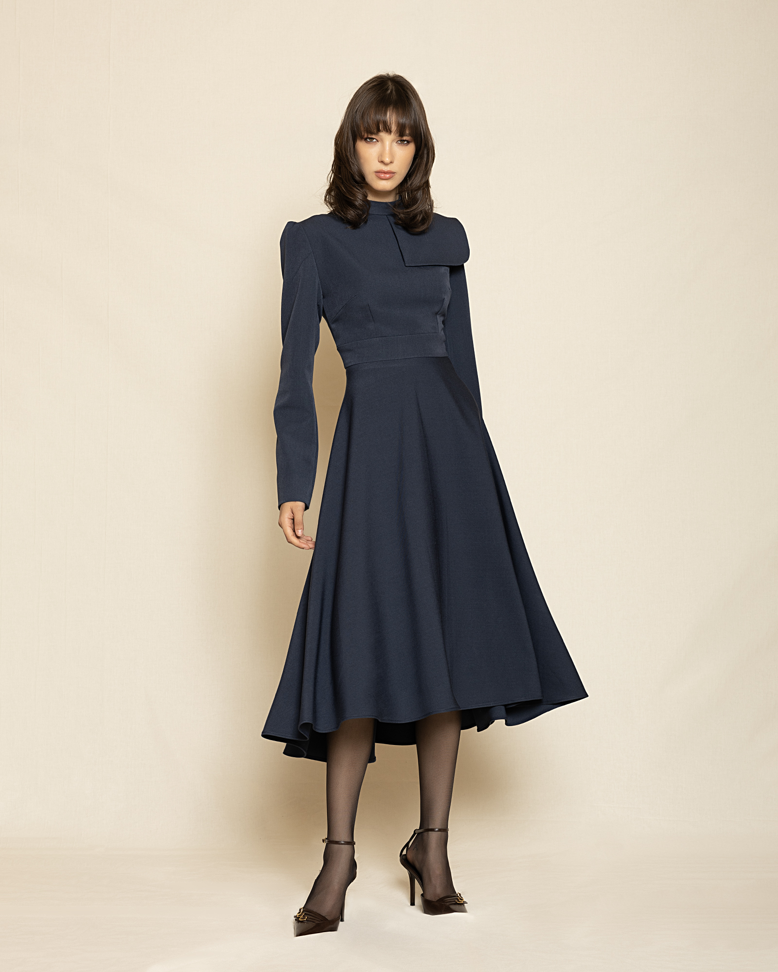 0143 Timeless Midi Dress ST-0143 Navy Blue - Image 1