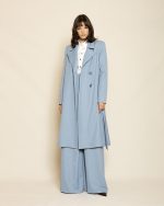Bouble - Breasted Trench Coat ST-0154 Light Blue