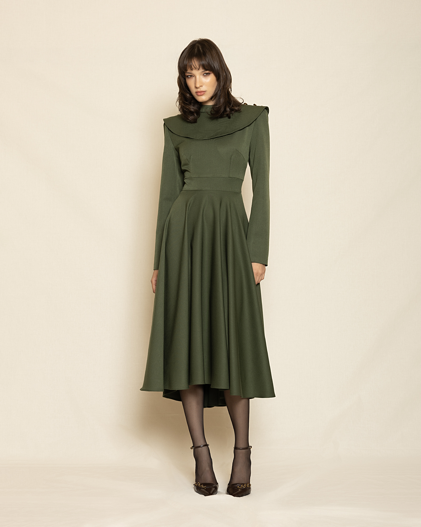 0155 (2) Sophisticated Midi Dress ST-0155 Green - Image 1