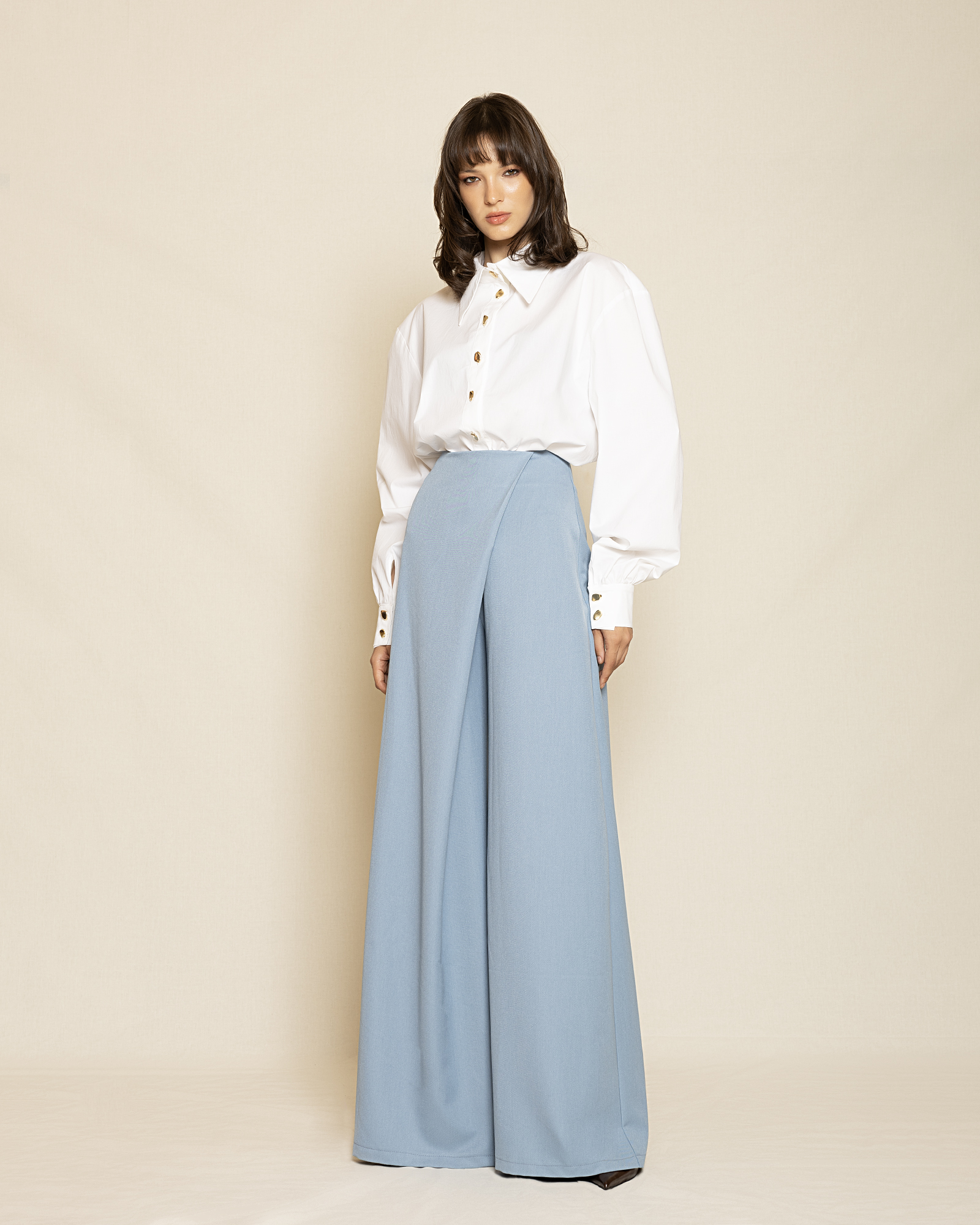 0160, 0161 Wide - Leg Trousers ST-0160 Light Blue - Image 1