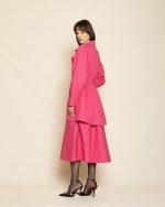 Layered Trench Coat ST-0177 Fuschia - Image 2