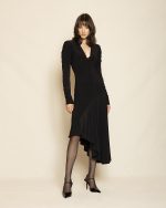 Asymmetric Midi Dress ST-0182 Black - Image 2