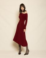 Timeless Midi Dress ST-0186 Bordo - Image 2